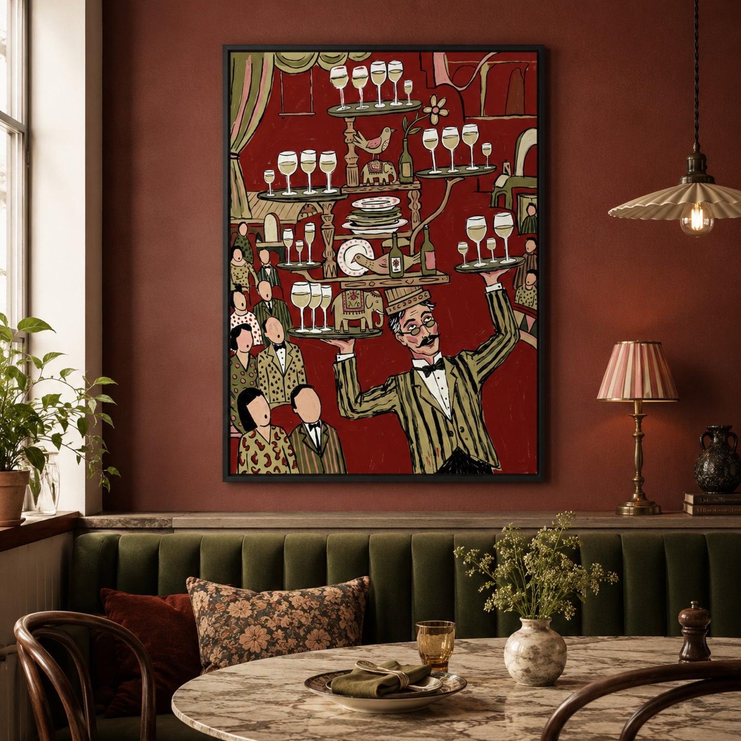 The Wine Waiter's Balancing Act Wall Art Decor preview 3