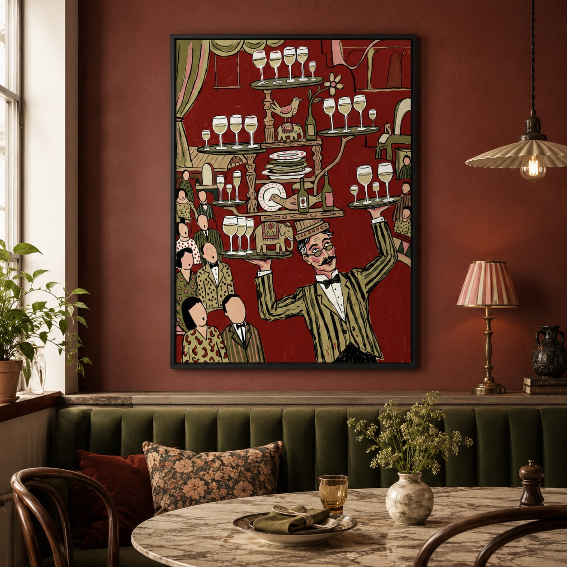 The Wine Waiter's Balancing Act Wall Art Decor preview 3