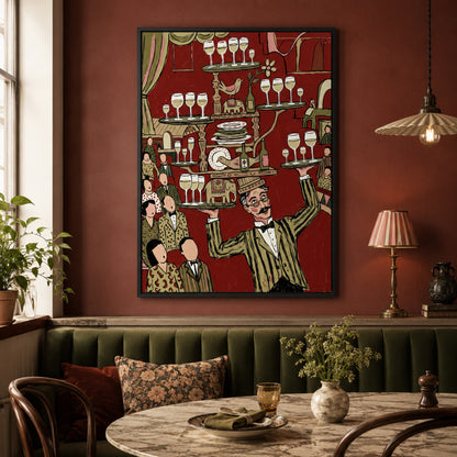 The Wine Waiter's Balancing Act Wall Art Decor preview 3