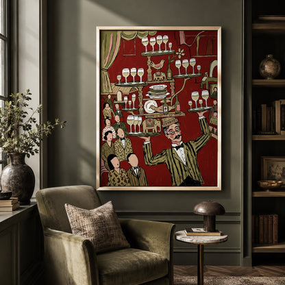 The Wine Waiter's Balancing Act Wall Art Decor preview 4