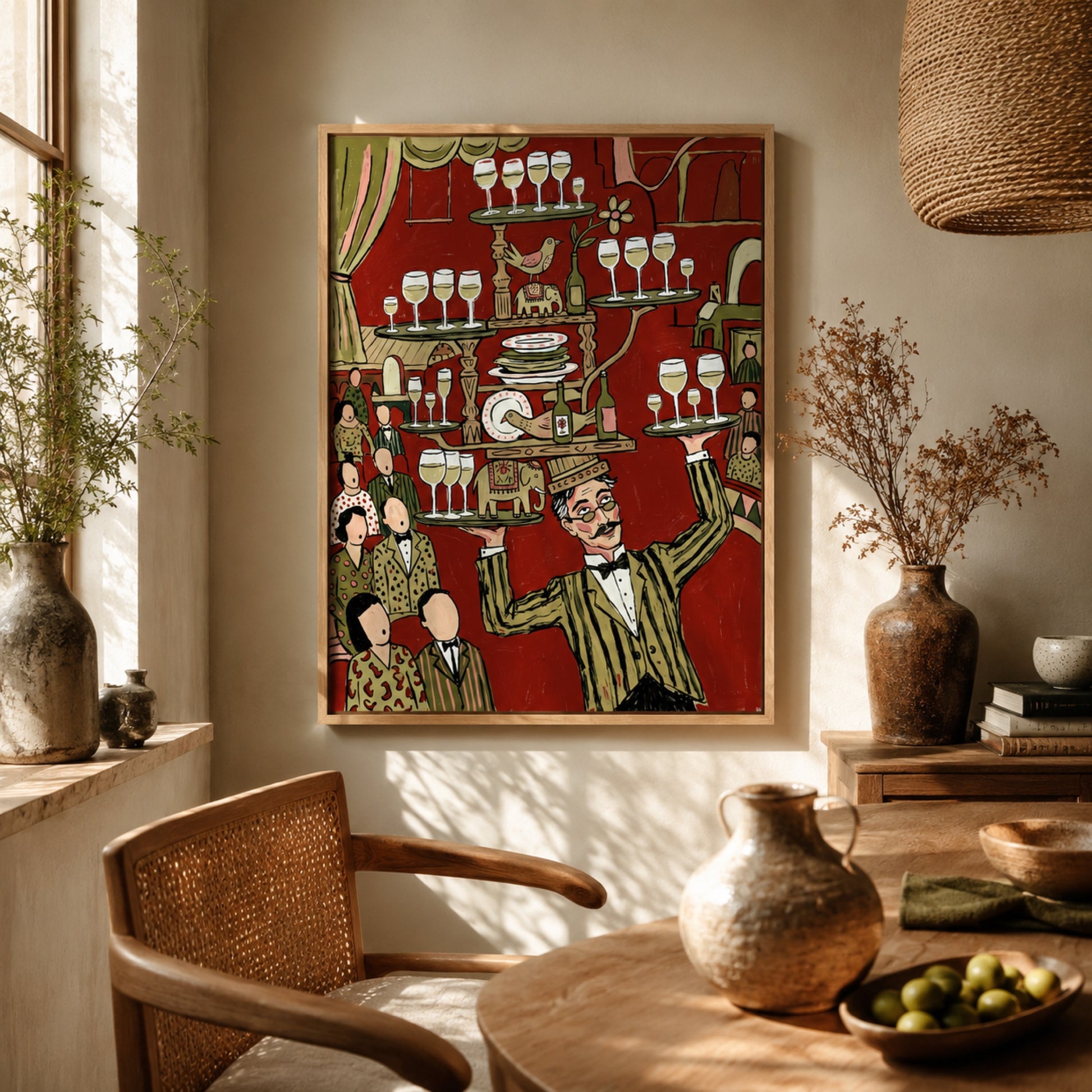 The Wine Waiter's Balancing Act Wall Art Decor preview 5
