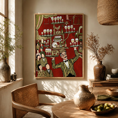 The Wine Waiter's Balancing Act Wall Art Decor preview 5