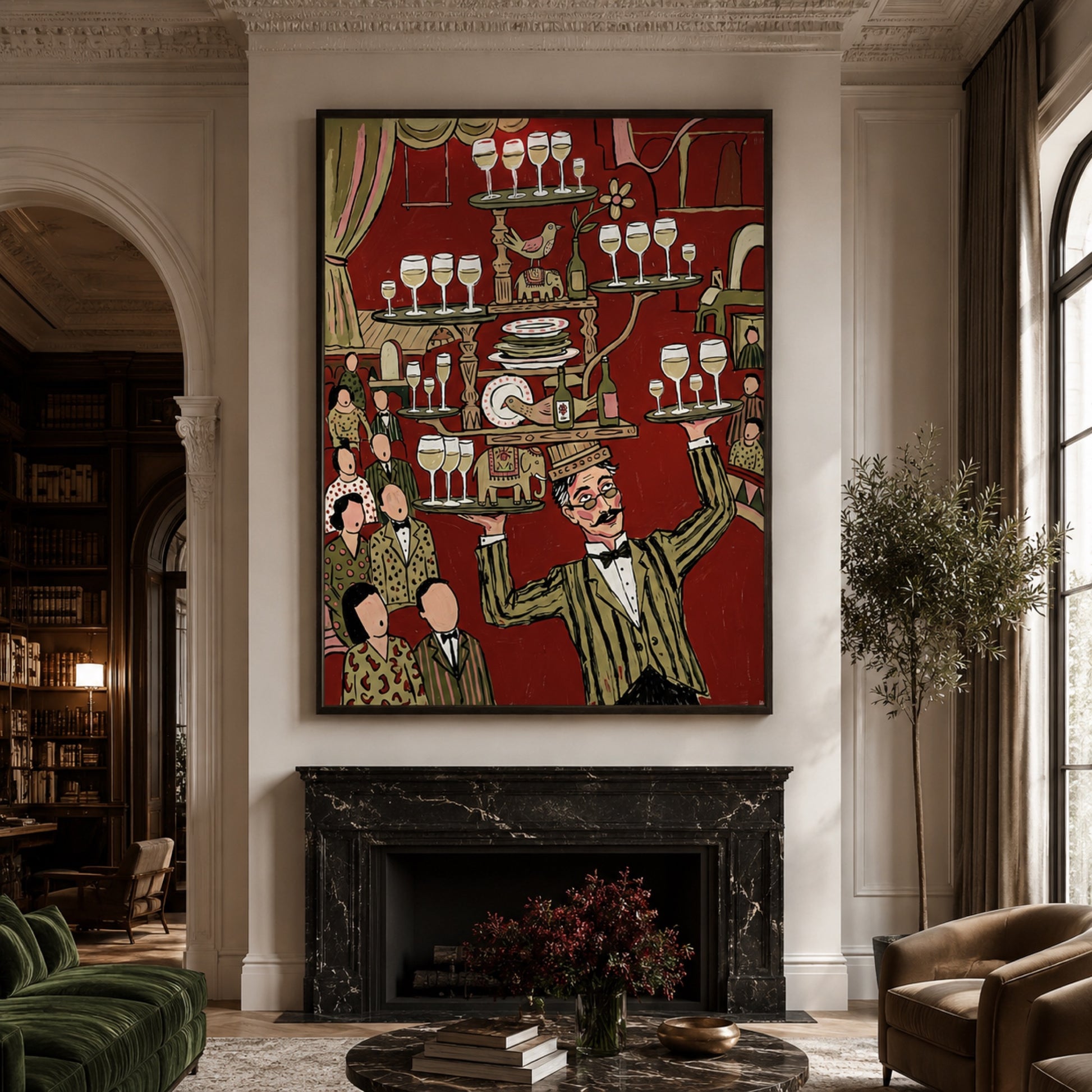 The Wine Waiter's Balancing Act Wall Art Decor preview 6