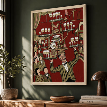 The Wine Waiter's Balancing Act Wall Art Decor preview 7