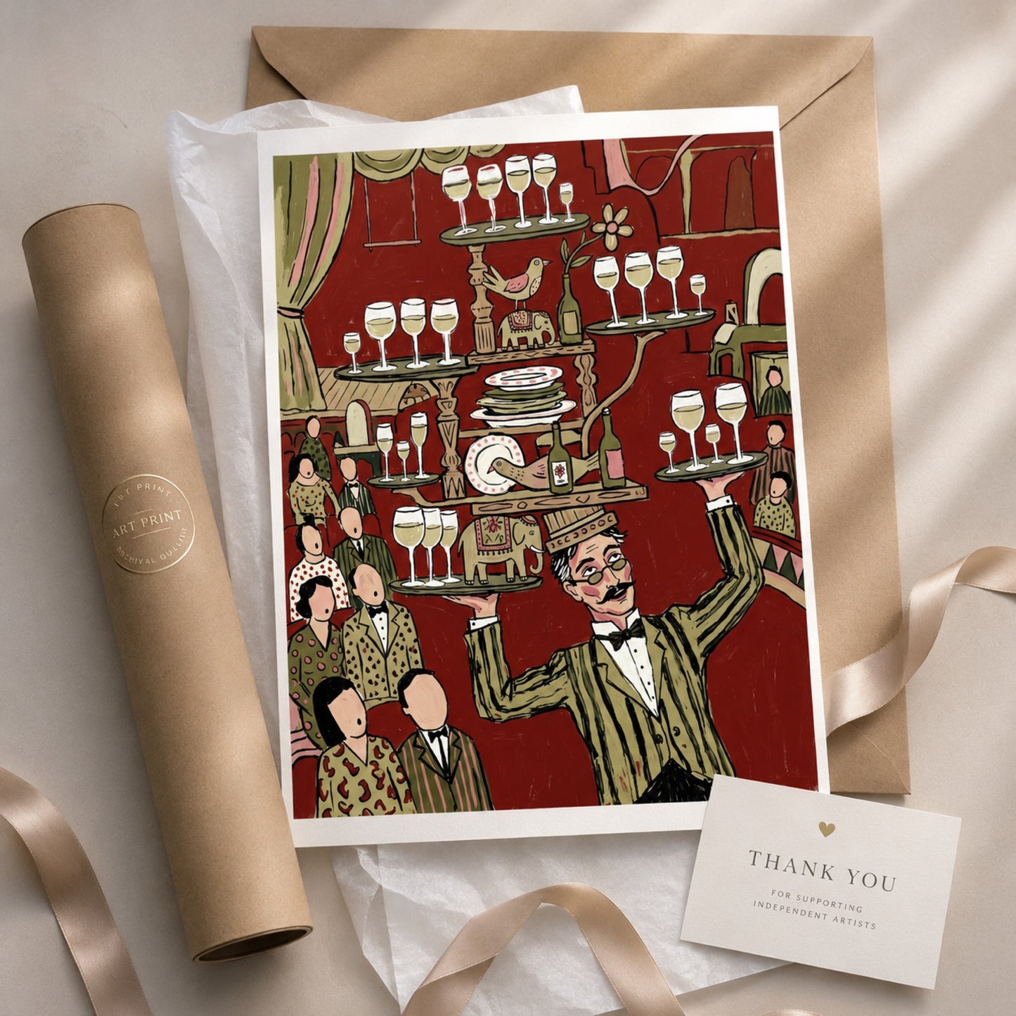 The Wine Waiter's Balancing Act Wall Art Decor preview 9