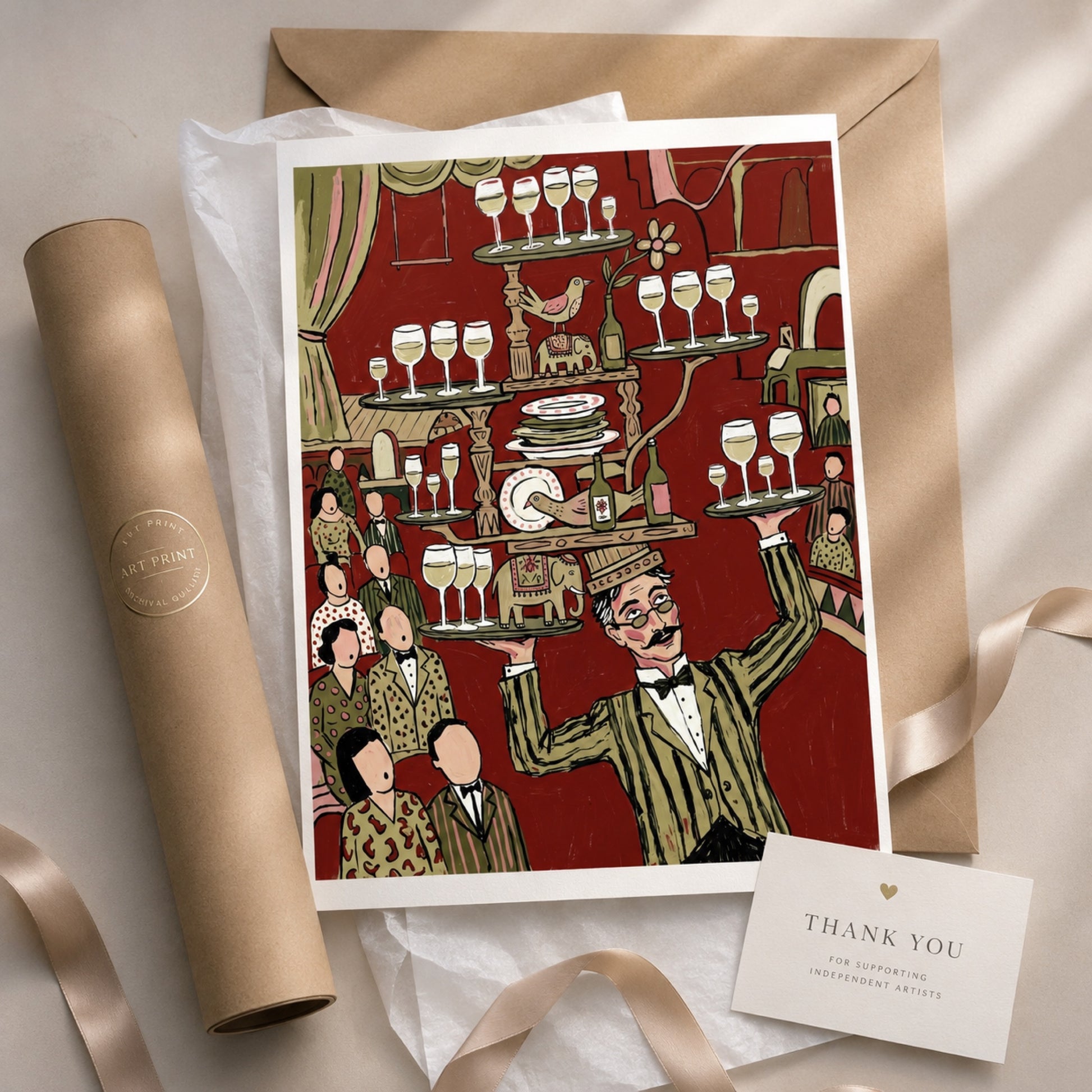 The Wine Waiter's Balancing Act Wall Art Decor preview 9