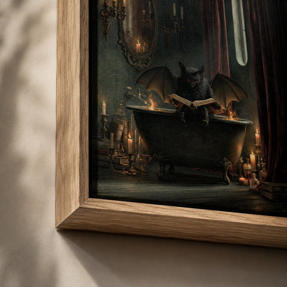 Winged Black Cat Spellbook Wall Art Decor - Wall Art Decor - close up