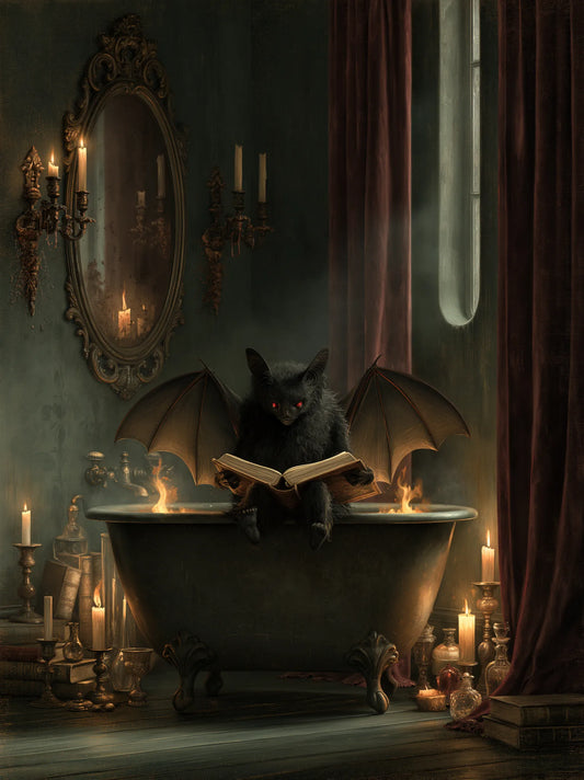 Winged Black Cat Spellbook Wall Art Decor - Wall Art Decor - front view