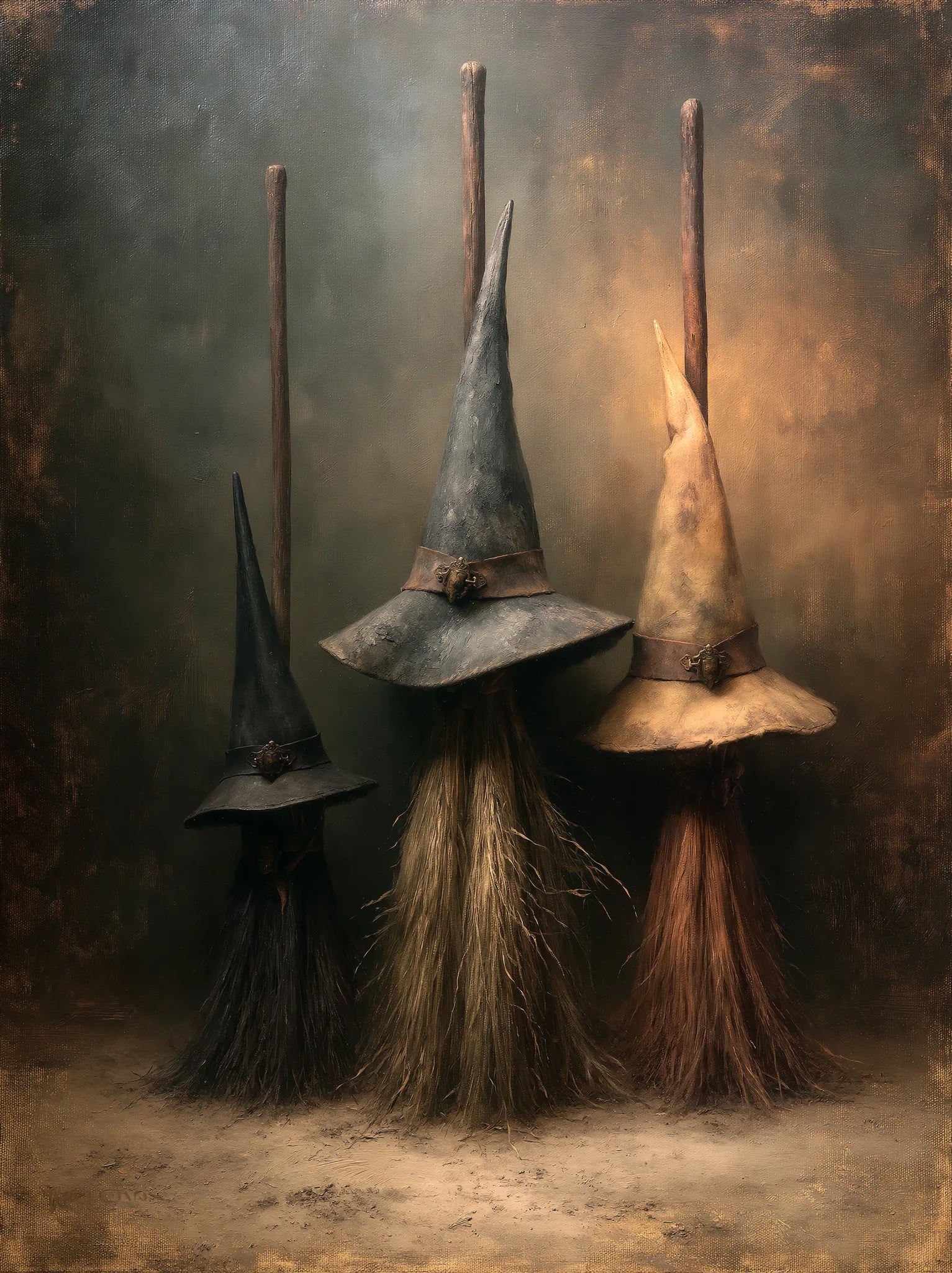 Witch Broom Trio Wall Art Decor - Wall Art Decor - front view