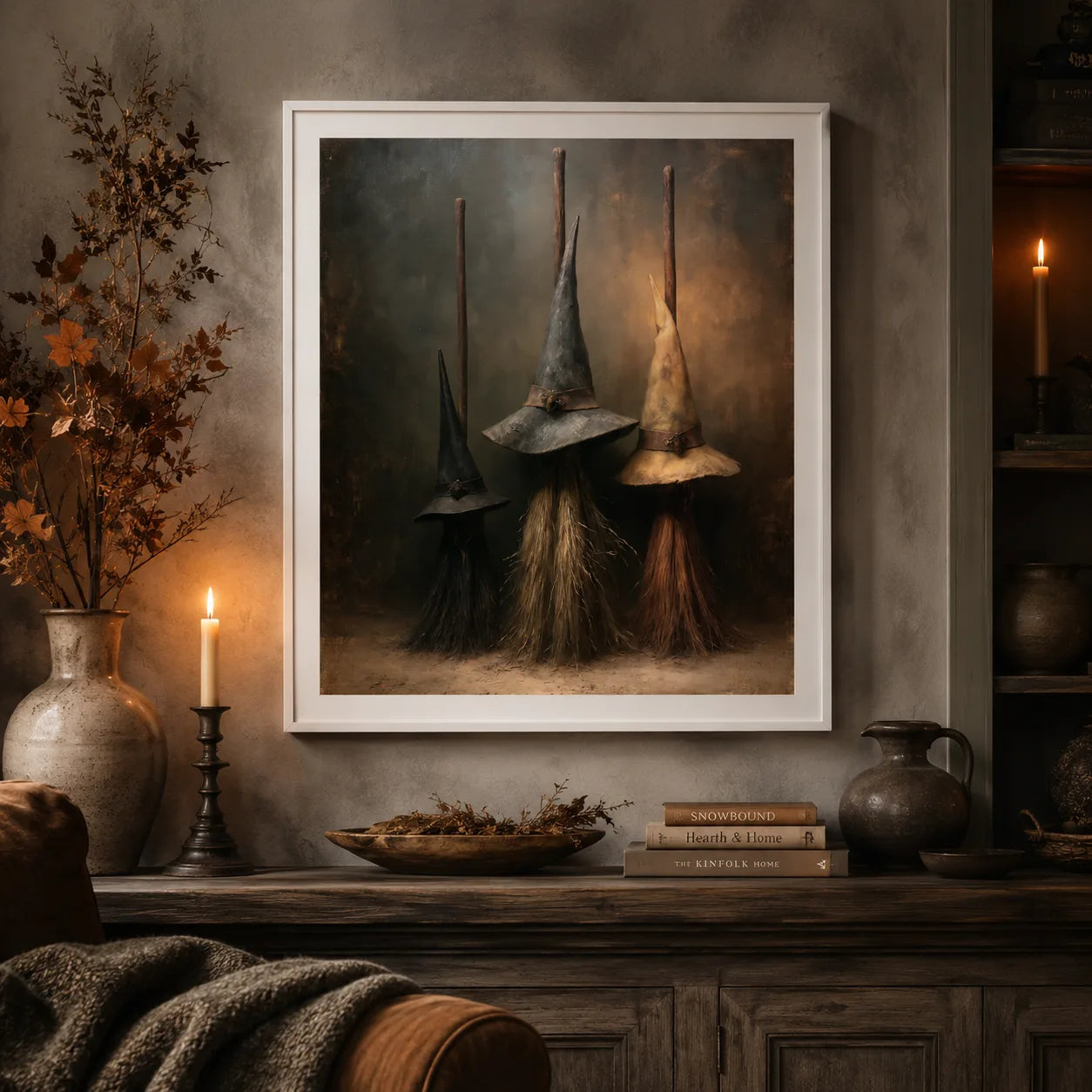 Witch Broom Trio Wall Art Decor - Wall Art Decor - in use