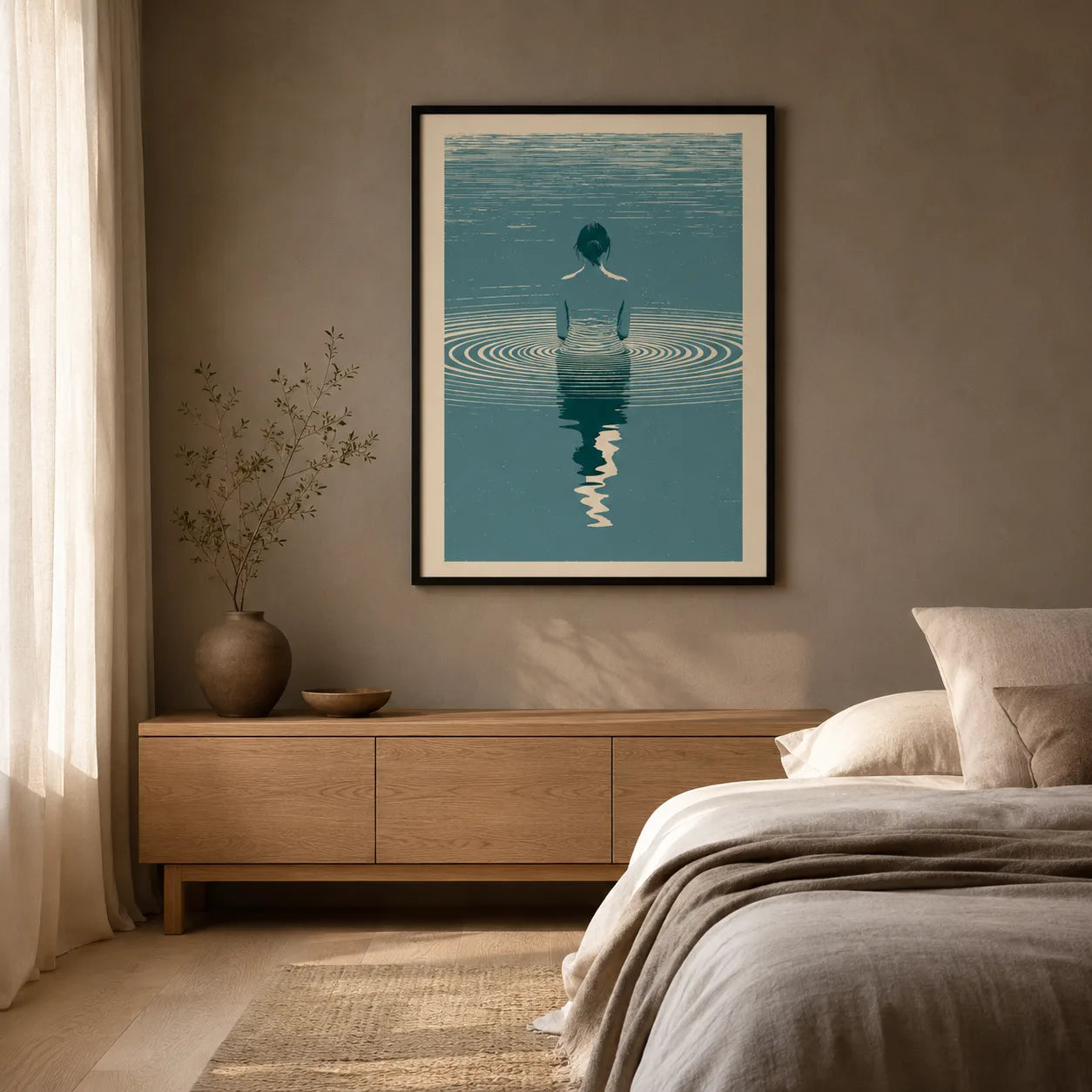 Woman in Water Reflection Wall Art Decor - Wall Art Decor - alternate angle