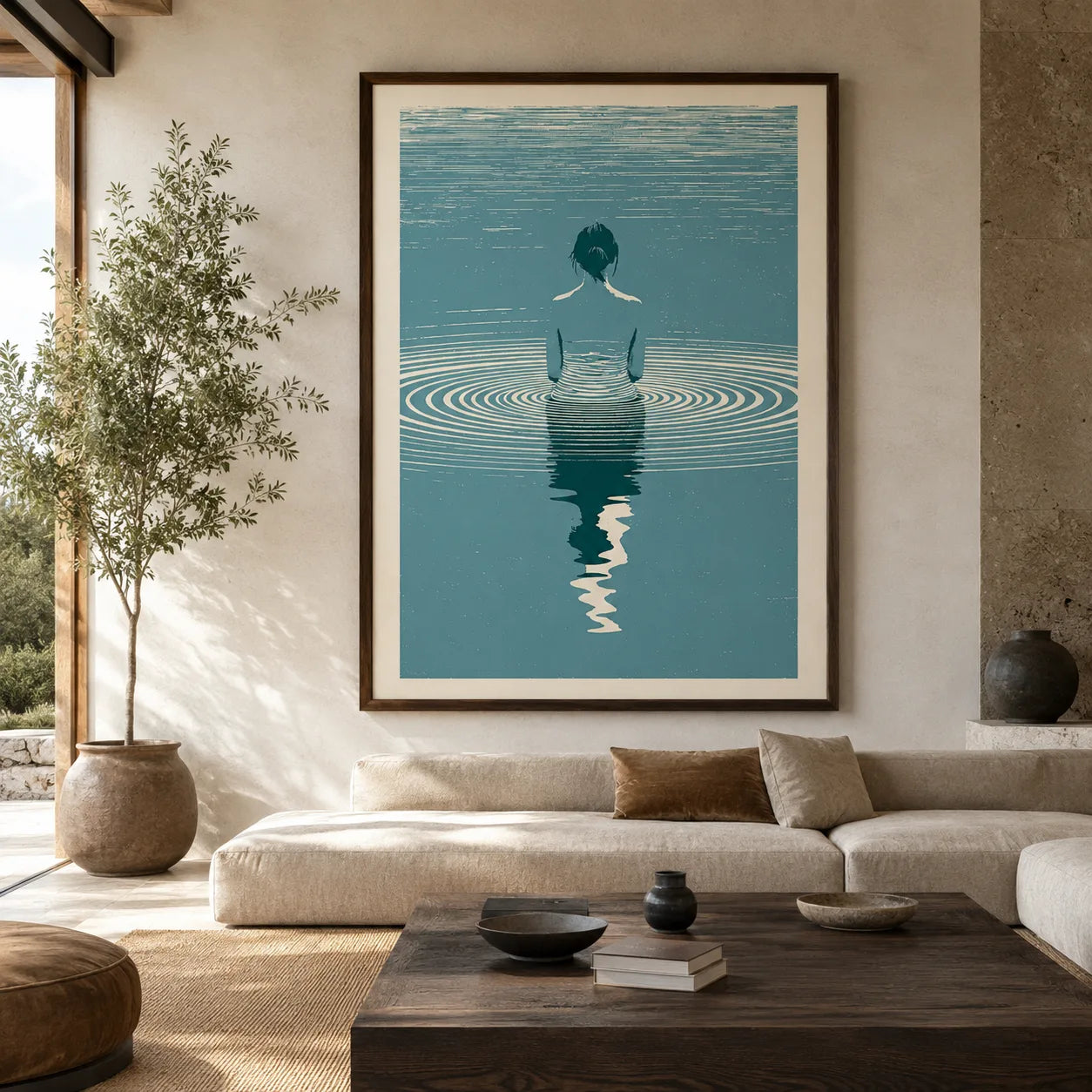 Woman in Water Reflection Wall Art Decor - Wall Art Decor - close up