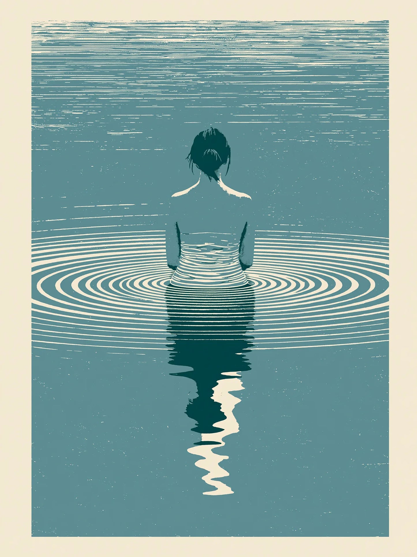 Woman in Water Reflection Wall Art Decor - Wall Art Decor - front view