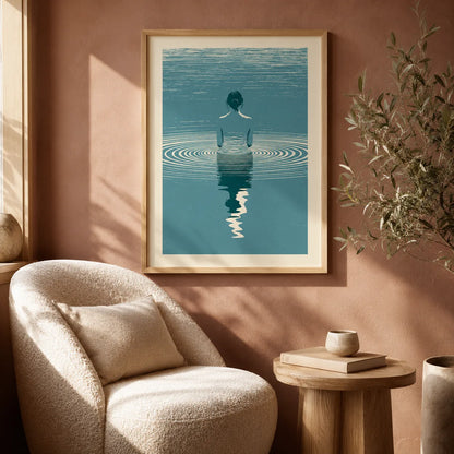 Woman in Water Reflection Wall Art Decor - Wall Art Decor - in use
