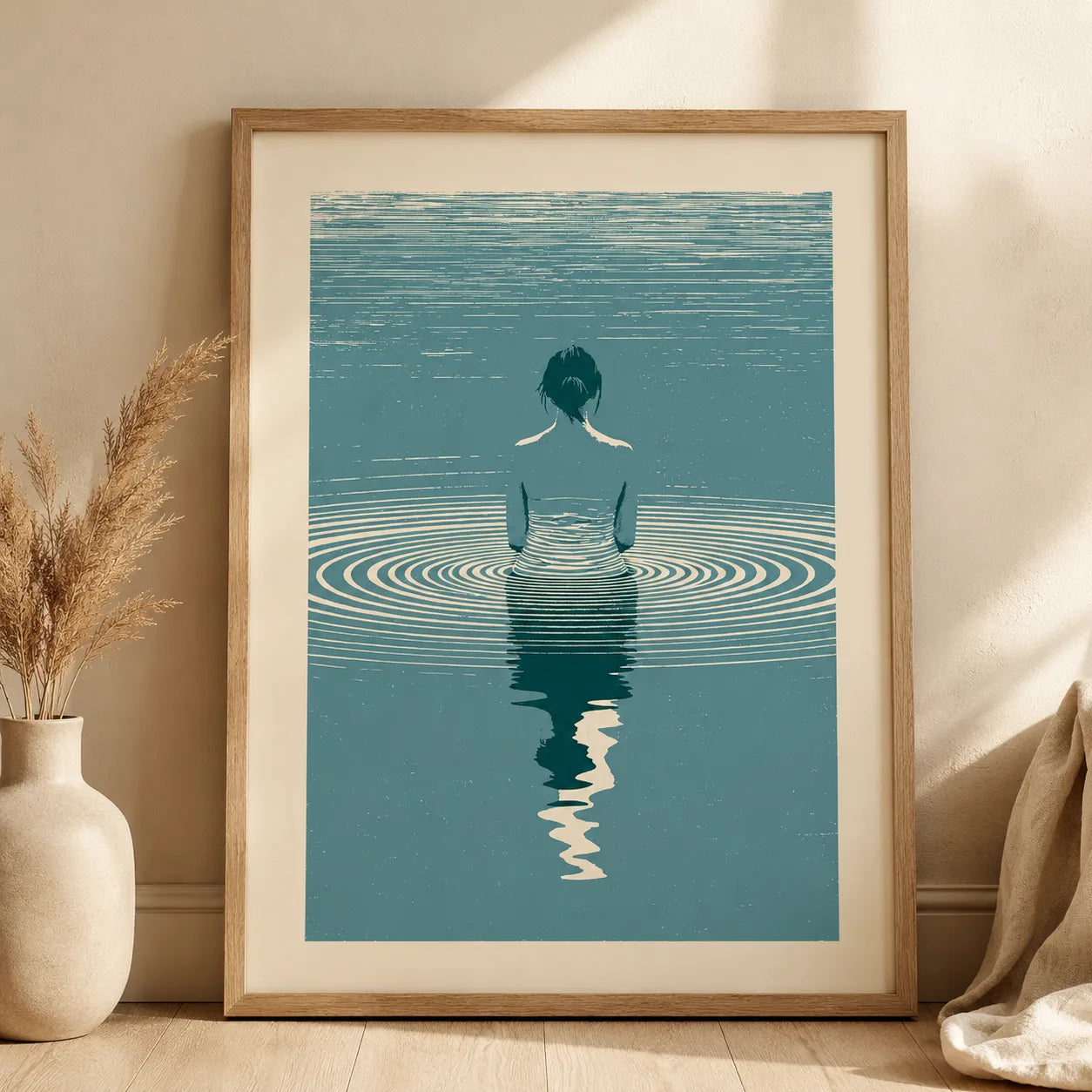 Woman in Water Reflection Wall Art Decor - Wall Art Decor - side view
