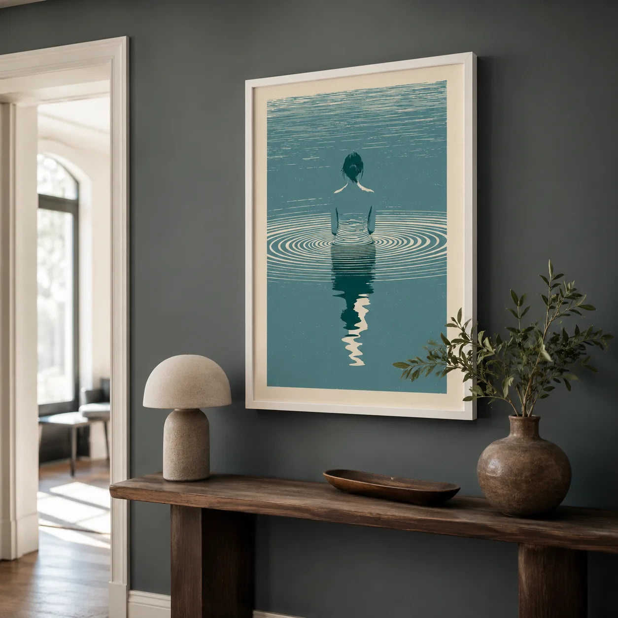 Woman in Water Reflection Wall Art Decor - Wall Art Decor - styled
