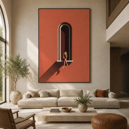 Woman Reading by Arched Window Wall Art Decor - Wall Art Decor - close up