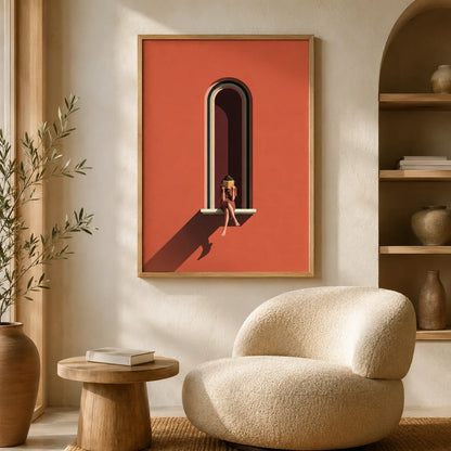 Woman Reading by Arched Window Wall Art Decor - Wall Art Decor - detail