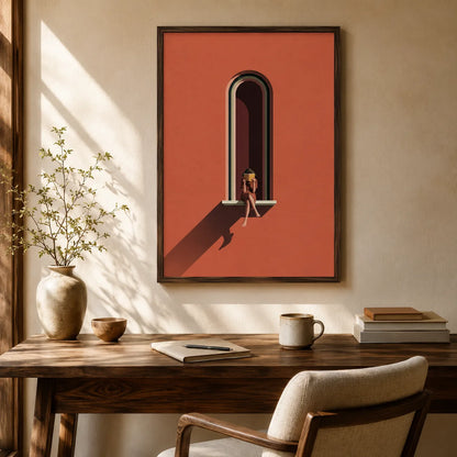 Woman Reading by Arched Window Wall Art Decor - Wall Art Decor - in use