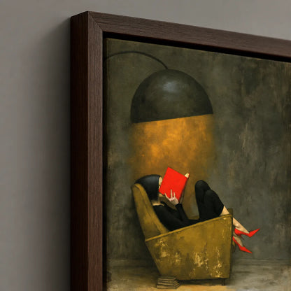 Woman Reading Under Lamp Wall Art Decor - Wall Art Decor - packaging