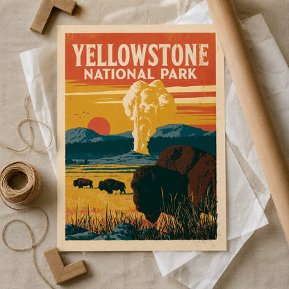 Yellowstone National Park Bison Wall Art Decor - Wall Art Decor - back view