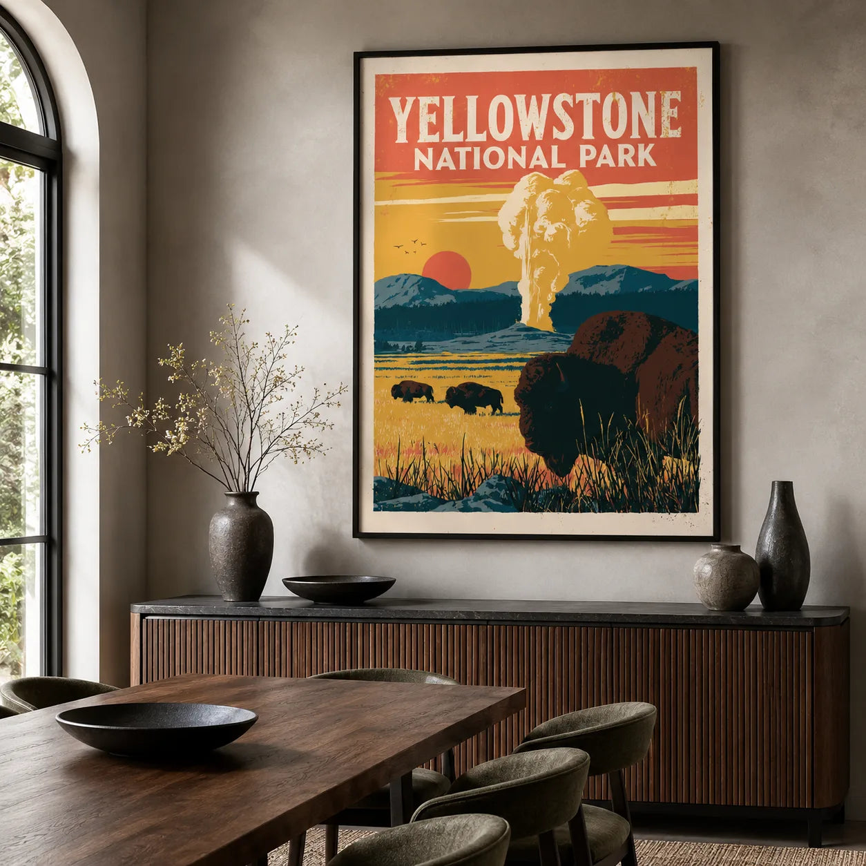 Yellowstone National Park Bison Wall Art Decor - Wall Art Decor - close up