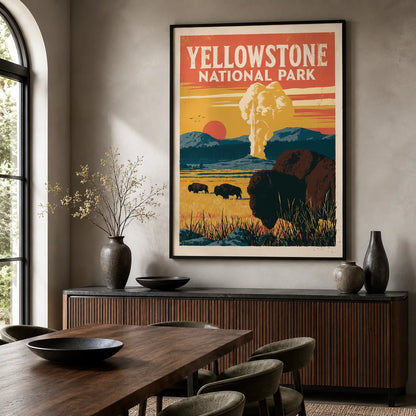 Yellowstone National Park Bison Wall Art Decor - Wall Art Decor - close up