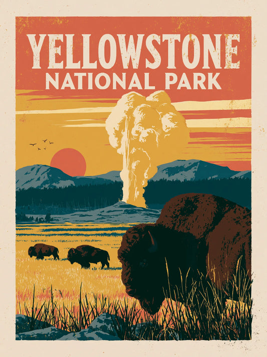 Yellowstone National Park Bison Wall Art Decor - Wall Art Decor - front view