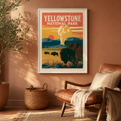 Yellowstone National Park Bison Wall Art Decor - Wall Art Decor - in use
