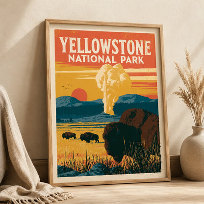 Yellowstone National Park Bison Wall Art Decor - Wall Art Decor - side view