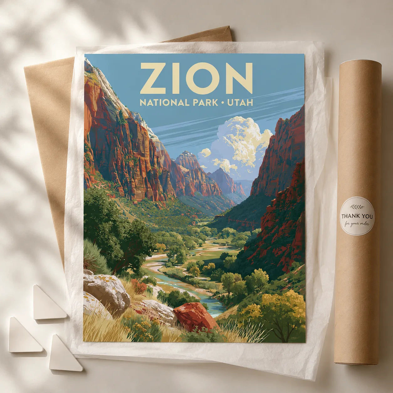 Zion National Park Travel Wall Art Decor - Wall Art Decor - back view