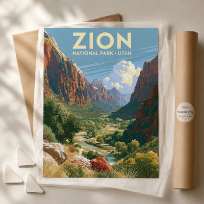 Zion National Park Travel Wall Art Decor - Wall Art Decor - back view